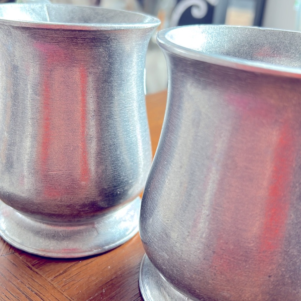 2 Antique Pewter Mugs - Vintage New